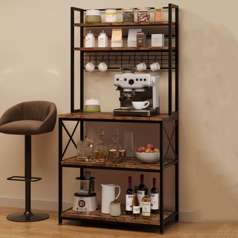Adlyn 79.75" Metal Standard Baker's Rack with Microwave Compatibility
