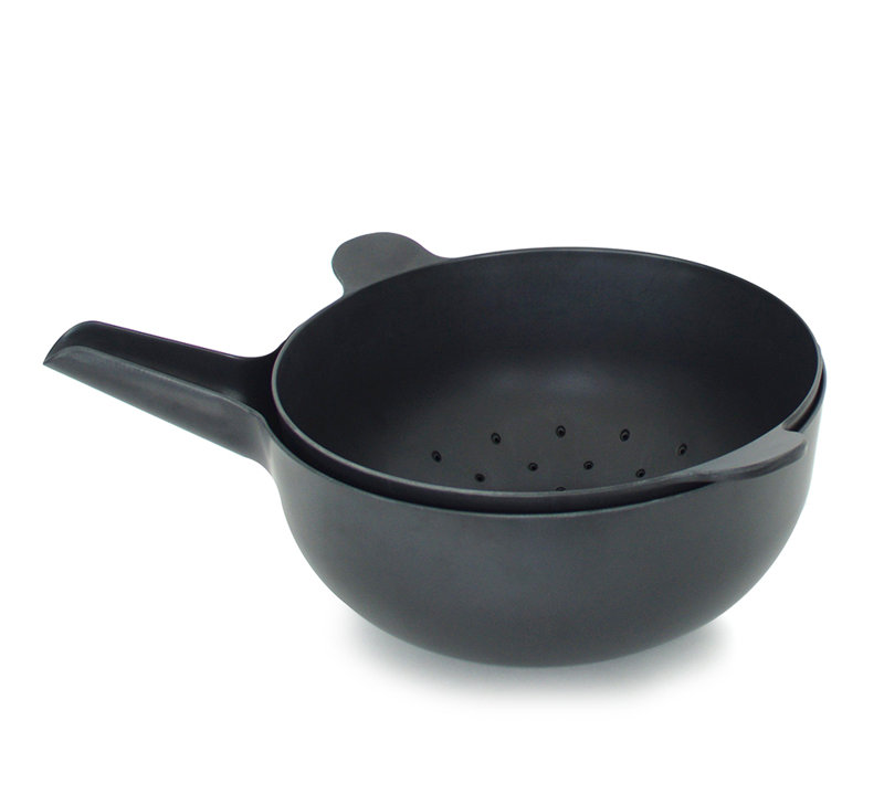 Ensemble de bol et passoire EKOBO, Noir, H 5,5 po x l 11,5 po x P 11,5 po
