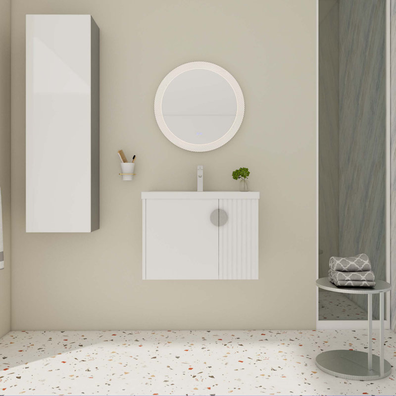 Petit meuble-lavabo avec lavabo, 30", Blanc