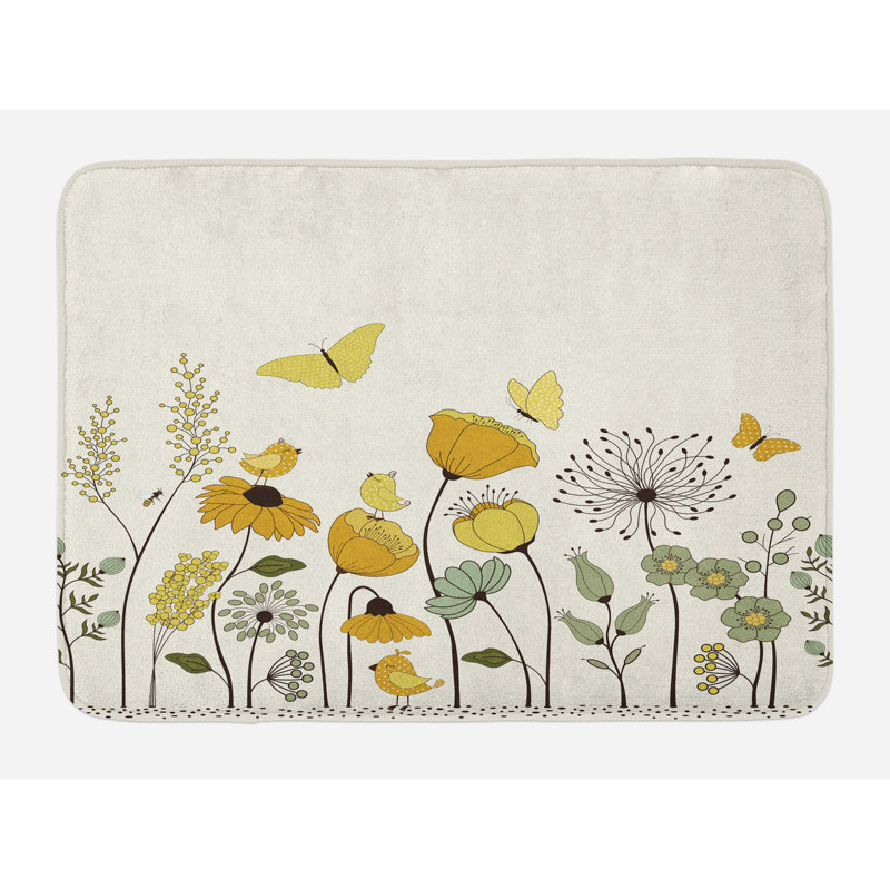 Tapis de bain East Urban Home, envers antidérapant, 30,2 po x 20 po, orange, jaune et bleu