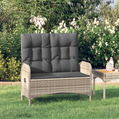 Gercho vidaXL Reclining Patio Bench with Cushions 42.1" Poly Rattan by Red Barrel Studio