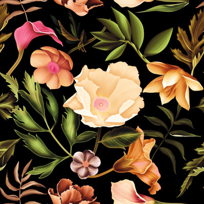 Seamless Tropical Flower - Wrapped Canvas Print