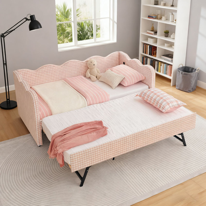 Daybed with Trundle Twin Size Sofa Bed No Box Spring Needed