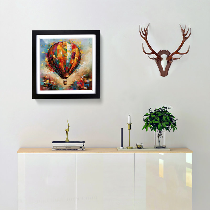 Hot Air Balloon Abstract - Framed Print, Black