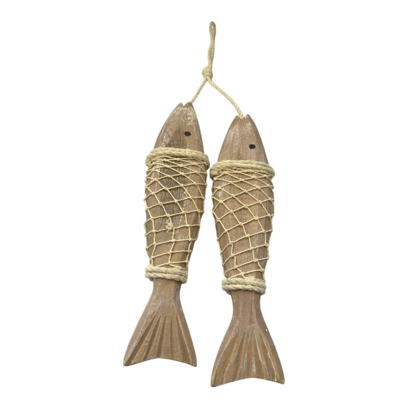Décoration murale poisson suspendu en bois