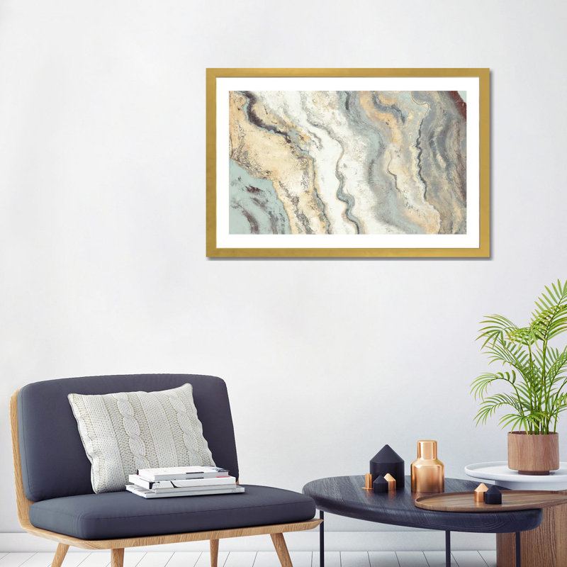 «Cool Flow II» par Patricia Pinto, reproduction d'art sur toile, Blanc, H 32 po x l 24 po x P 1 po, Papier encadré doré