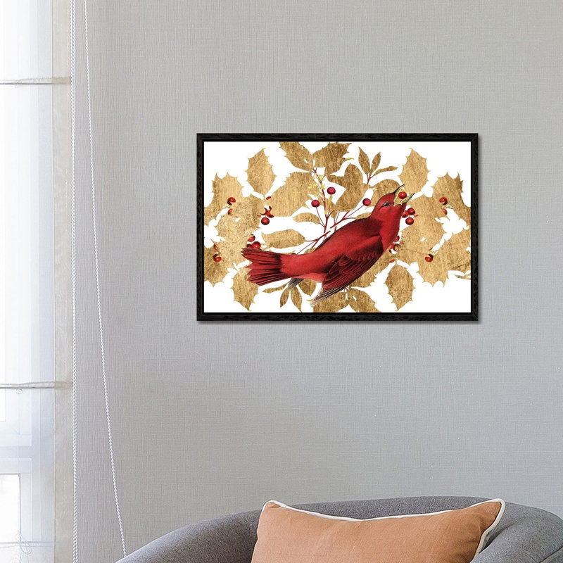 Red Bird Christmas Collection D by Studio W - Gallery-Wrapped Canvas Giclée on Canvas, Black Framed, 66.04 cm H x 45.72 cm W