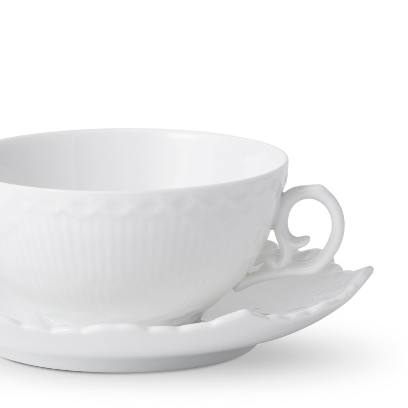 White Fluted Full Lace Porcelain Teacup