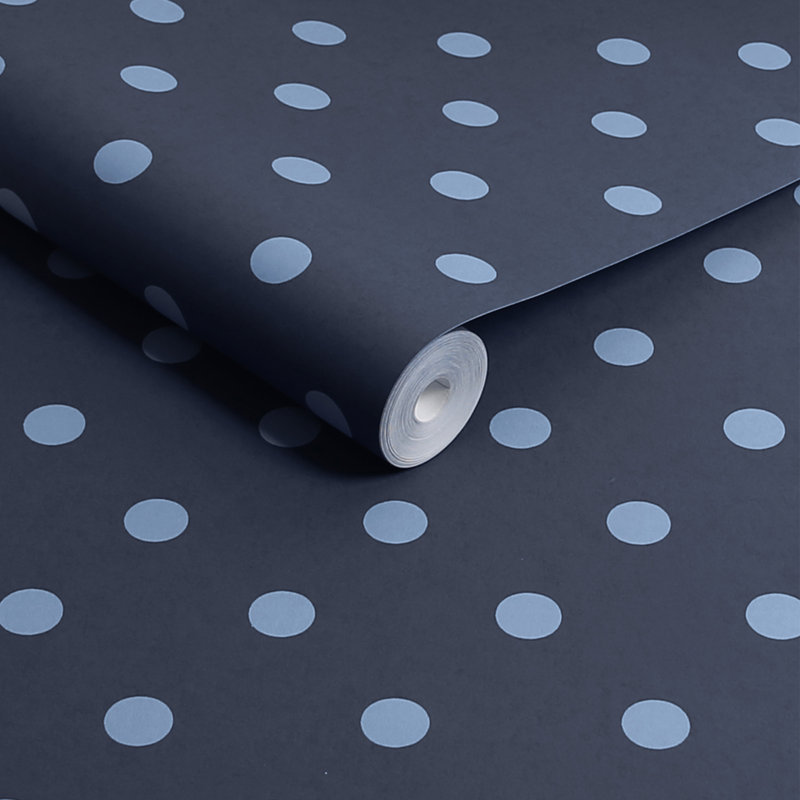 Cath Kidston Button Spot Dotty Wallpaper, Navy  