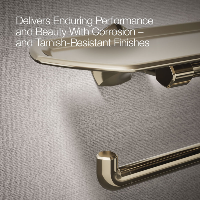 Occasion Toilet Paper Holder With Tray, Vibrant French Gold