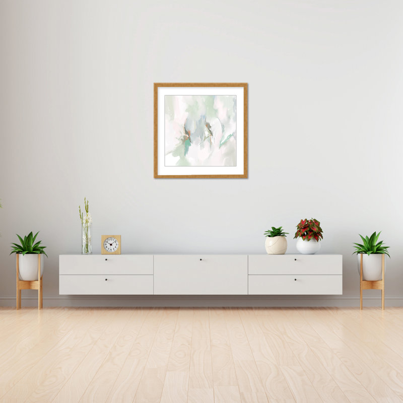 Abstract Coastal Bloom by Gypsea Village, 24" H x 24" W x 1.125" D, Framed Matted Print, Gold