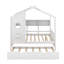 Lit double en bois avec lit gigogne, conception moderne pour enfants avec tablette de rangement-404221163