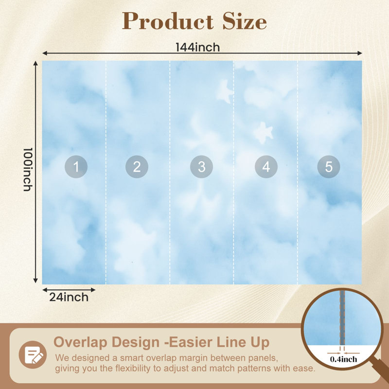 Papier peint adhésif moderne à motif abstrait bleu pâle et texturé aux teintes douces de H 100 po x l 144 po, papier peint amovible en PVC pour décoration de chambre à coucher