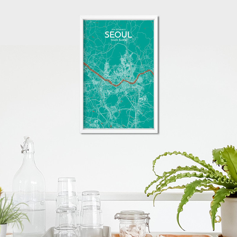 Seoul City Map in Nature 1 Piece Wall Art, 17cm H x 11cm W x 0.05cm D