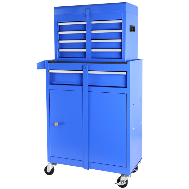 Coffre à outils roulant à 5 tiroirs, armoire de rangement pour outils de grande capacité avec roulettes verrouillables, tablette réglable et doublure antidérapante, organisateur de boîte à outils amovible, armoire à outils roulante