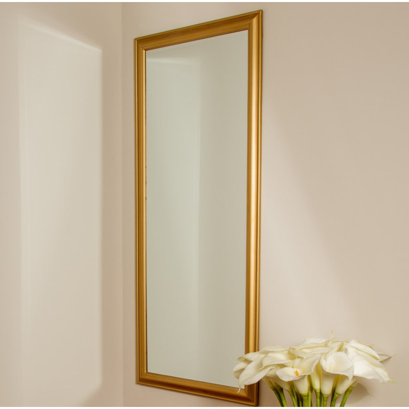 Lemoine Wood Flach Wall Mirror, 162cm H x 72cm W, Gold