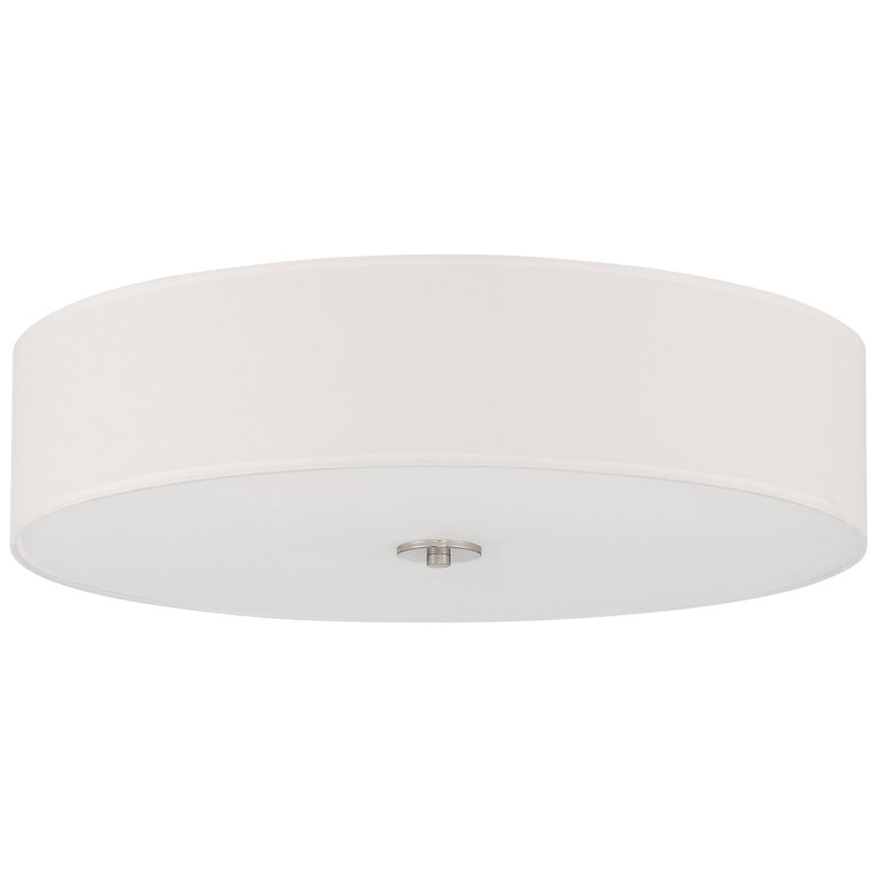 Laylanna Linen Flush Mount, Brushed Steel, 5.5" H x 24" W x 24" D