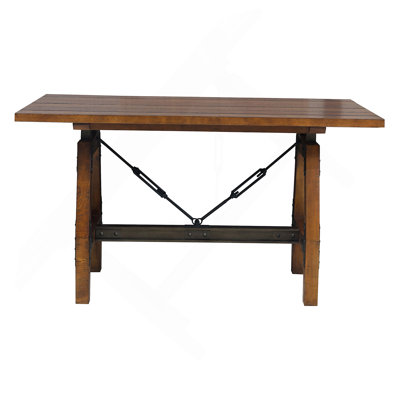 Rustic Brown And Gunmetal Finish 1Pc Counter Height Dining Table Industrial Design Wooden Dining Furniture