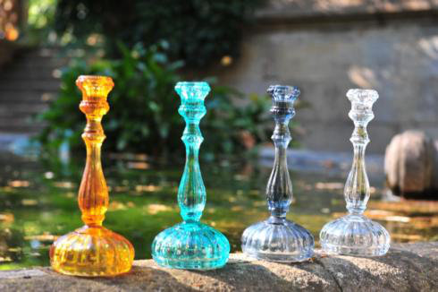 3.56'' H Glass Candlestick, Amber