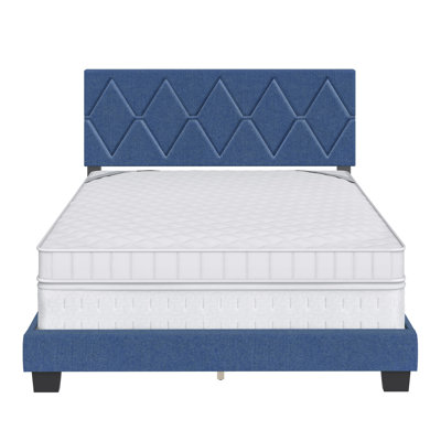 Structure de lit tapissier avec tête de lit Diamond Linen