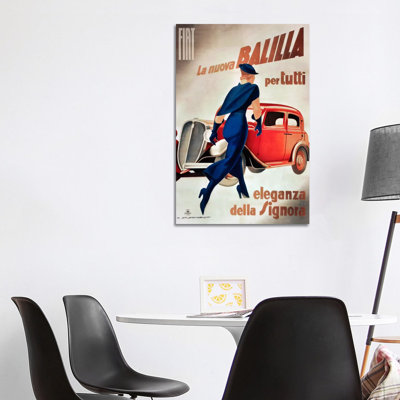 Fiat Balilla Vintage Automobile Advertisement by Vintage Apple Collection - Wrapped Canvas Print