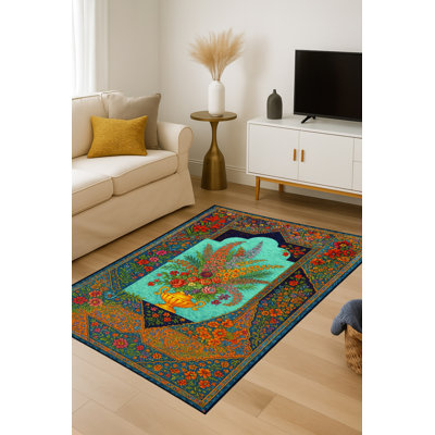 Tapis tissé bleu marine Mosso