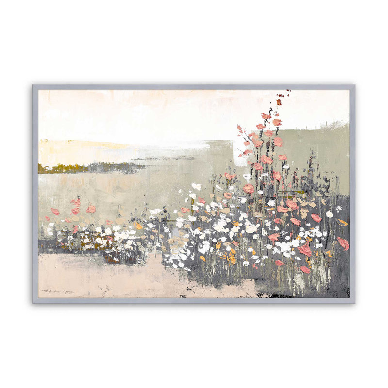 «Floral Haze» sur papier, Cadre en chrome poli, H 12,25 po x l 15,25 po