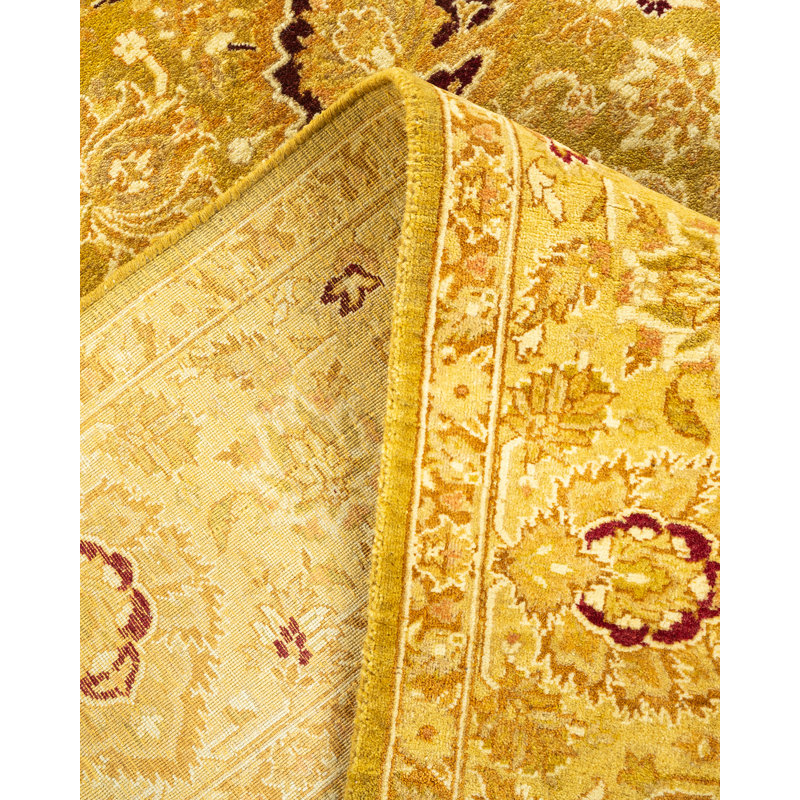 Tapis unique noué à la main Vernita - vert, 6 pi 2 po x 8 pi 10 po