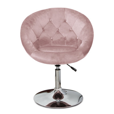 Antoinette Round Tufted Vanity Chair with 360 Degree Swivel, Modern Velvet Makeup Seat, Adjustable Height by Mercer41