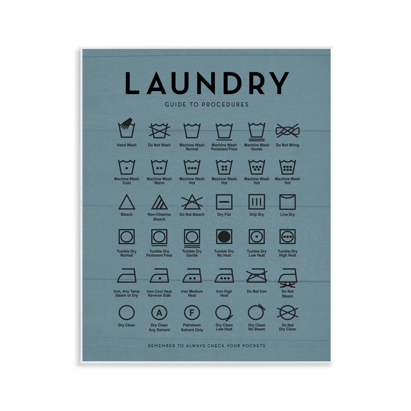 «Laundry Cycles Symbole», art par plaque et lettres