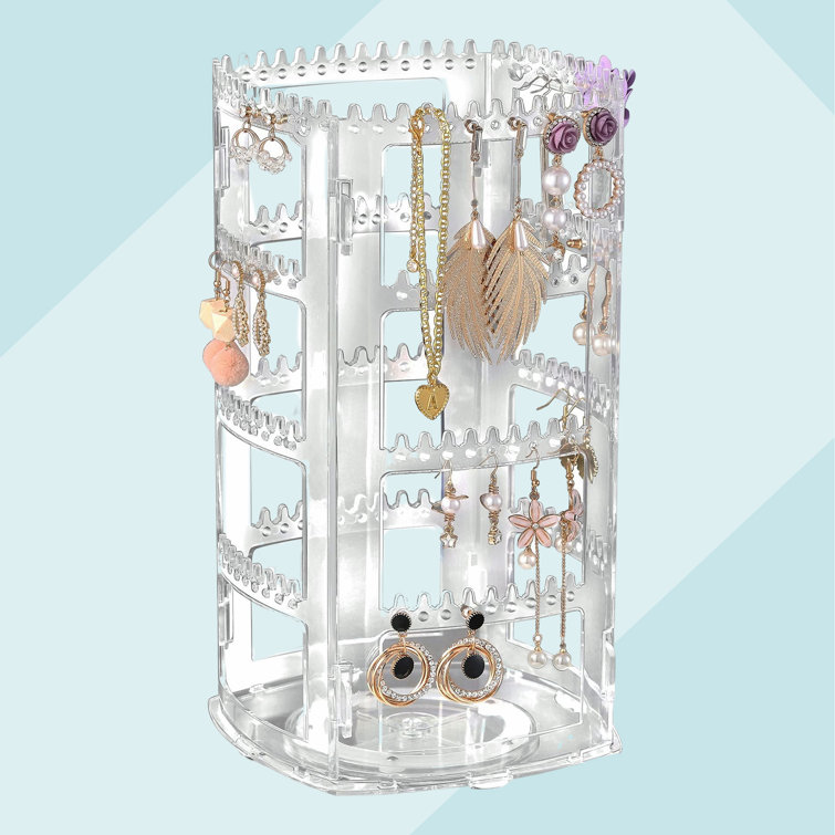 Latitude Run® Acrylic Jewelry Organizer Box, Clear Earring Holder