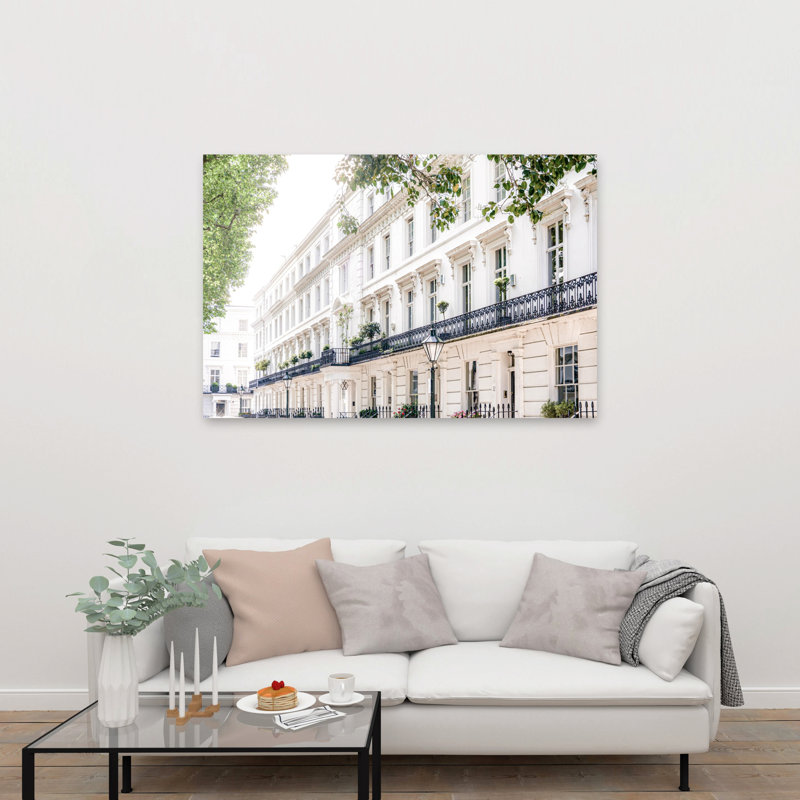 Maisons mitoyennes londoniennes, architecture classique et élégante, affiche murale représentant la ville, H 40 po x l 60 po
