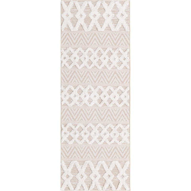Tapis beige en coton Casa Southwestern, Tapis de couloir 2 pi 3 po x 6 pi