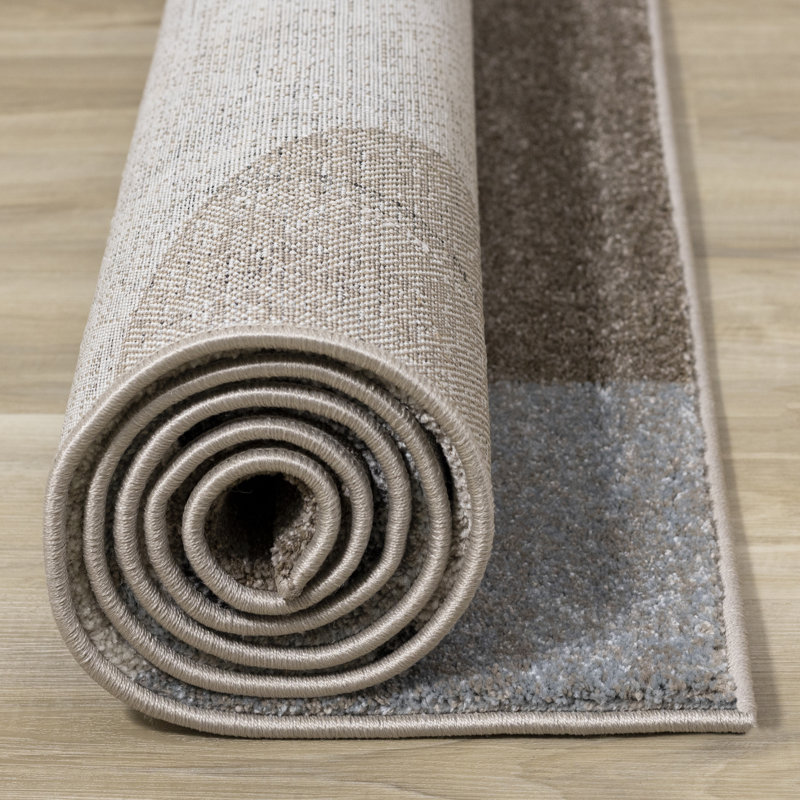 Tapis géométrique crème résistant aux taches Wooters, Rectangle 5 pi 3 po x 7 pi 7 po