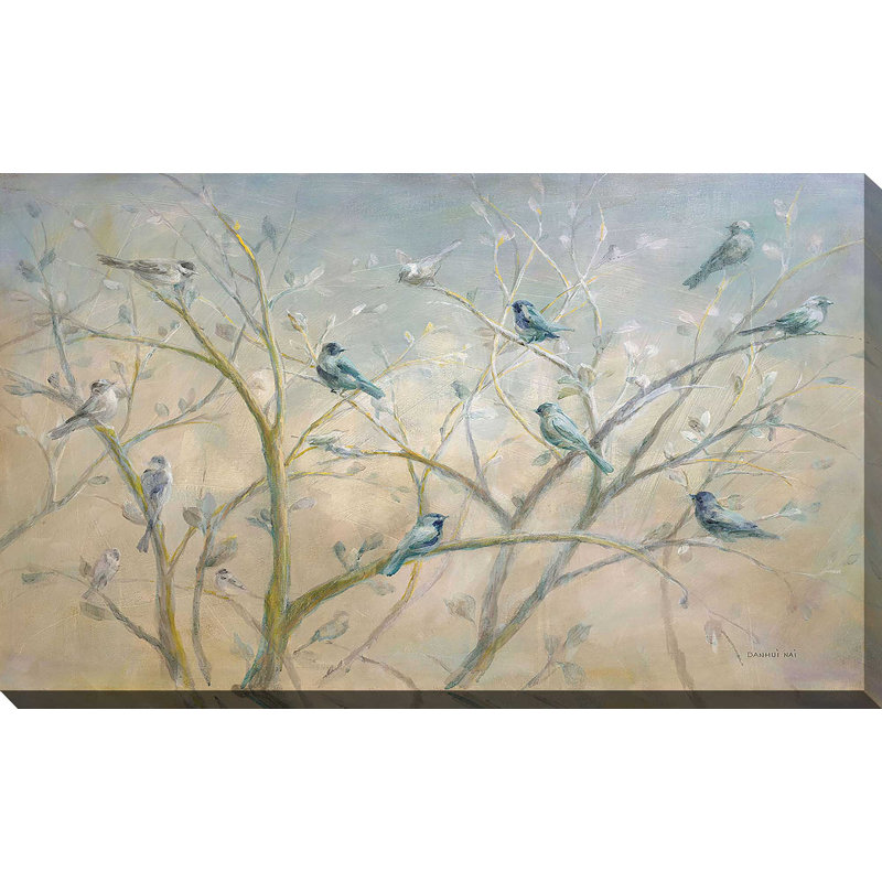 «Spring Gathering» par Danhui Nai - Peinture, Toile tendue, H 24 po x l 40 po x P 1,5 po