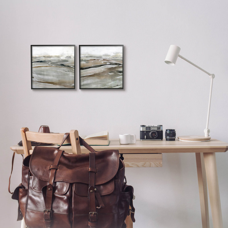 «Abstract Abstract Landscape Composition», ensemble de 2 estampes numériques par Carol Robinson, Giclée encadrée noir minuit