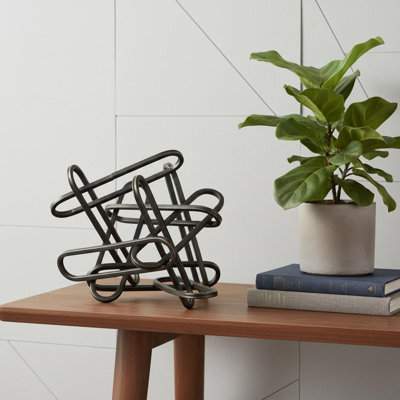 8" Black Metal Abstract Tabletop Sculpture