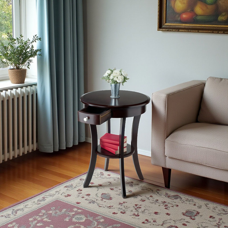 Alabama Modern Solid Wood End Table in Cappuccino Finish, 27'' H X 20'' W X 18.75'' D, Cappuccino