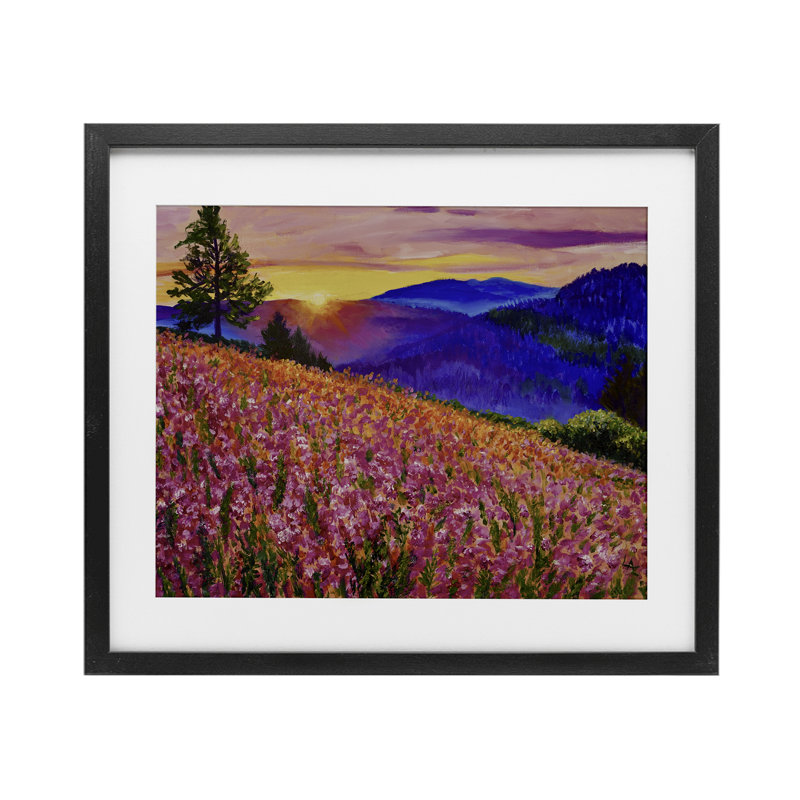 «Golden Moment» Hillside View, reproduction encadrée sous verre, conception de Lee Ann Zirbes, H 13 po x l 16 po