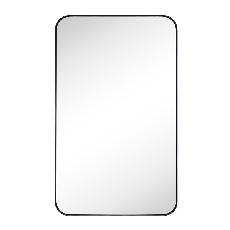 Haslem Recessed Framed Medicine Cabinet with Mirror and Adjustable Shelves, Black, 30" H x 20" W x 5.08" D