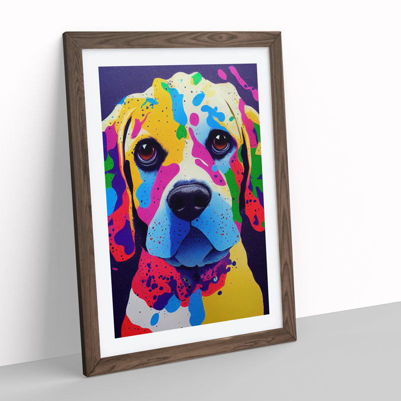 Splashed Dog No.1 Abstract - Framed Print, 64cm H x 46cm W x 2cm D, Walnut Framed