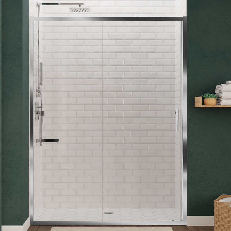 Porte de douche coulissante simple l 60" x h 72" Halberd Series, Chrome poli