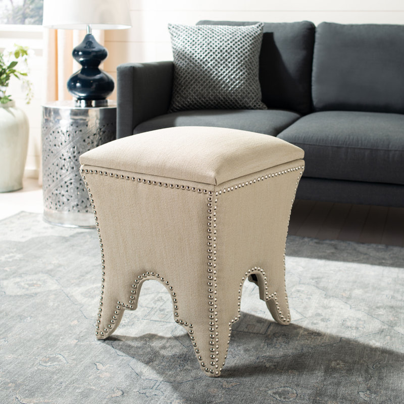 Harleysville 16.1cm Wide Square Solid Colour Ottoman with Storage, Beige