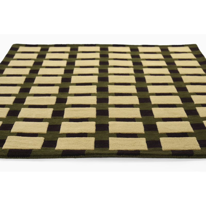 Bauhaus Hand Tufted Area Rug, Rectangle 9' x 12', Blue