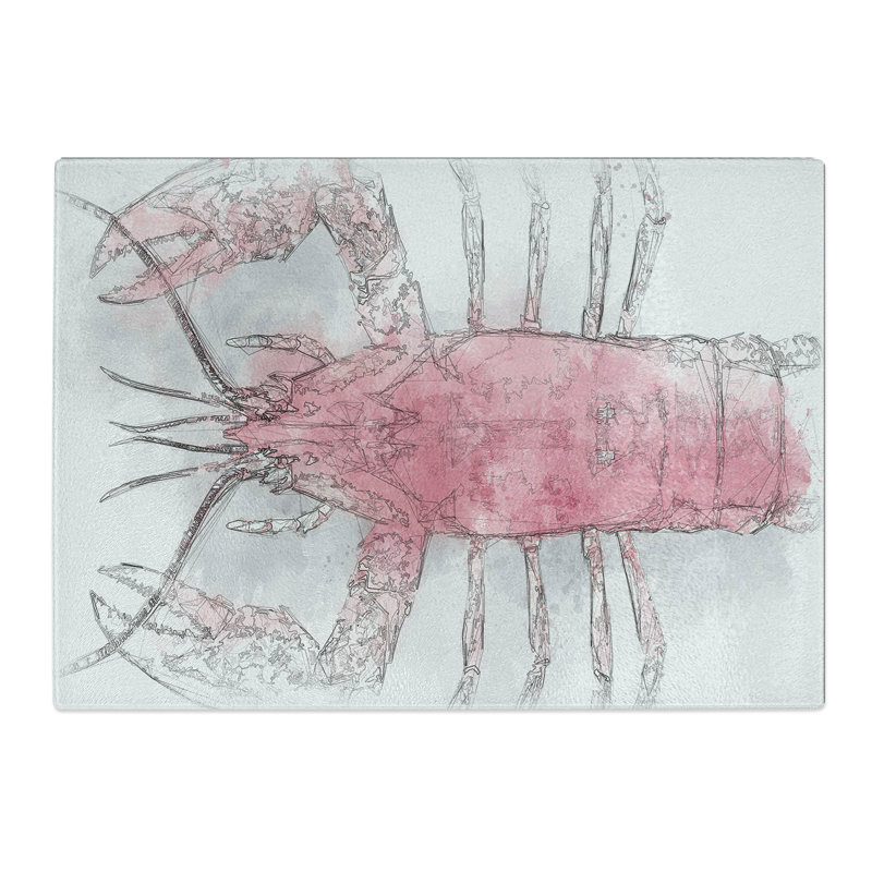 Tempered Glass the Pink Lobster Chopping Board, 28.5 cm x 39 cm