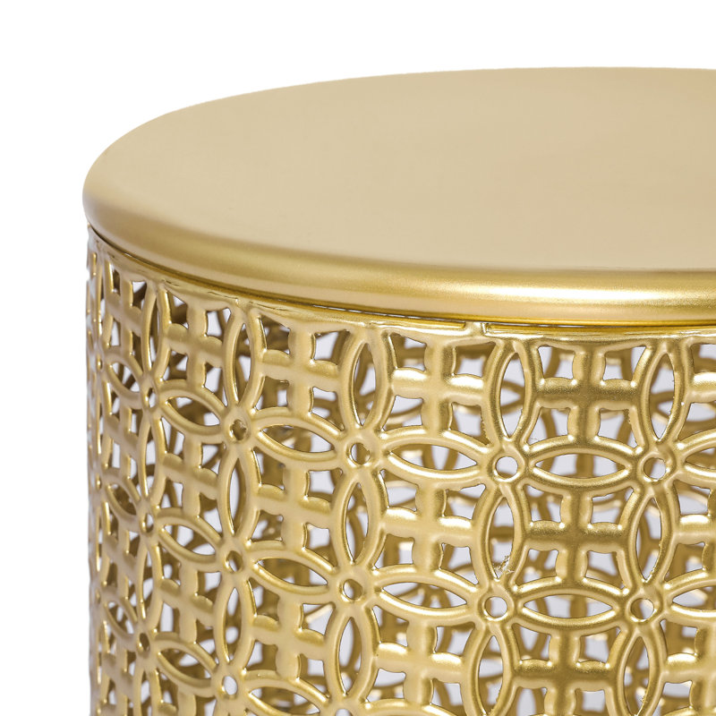 Arvil Golden Round Metal End Table(set of 2)