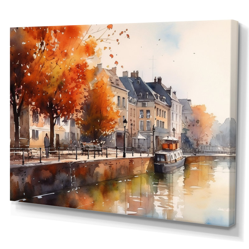Lorenzia Waterfront Cityscape I sur impression sur toile, H 34 po x l 44 po x P 1,5 po, Toile tendue