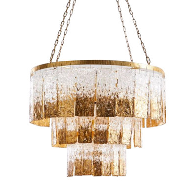 Light Empire Tiered Twilight Slumped Glass  Chandelier -  ALAN MIZRAHI LIGHTING, SJ2096-CFABS