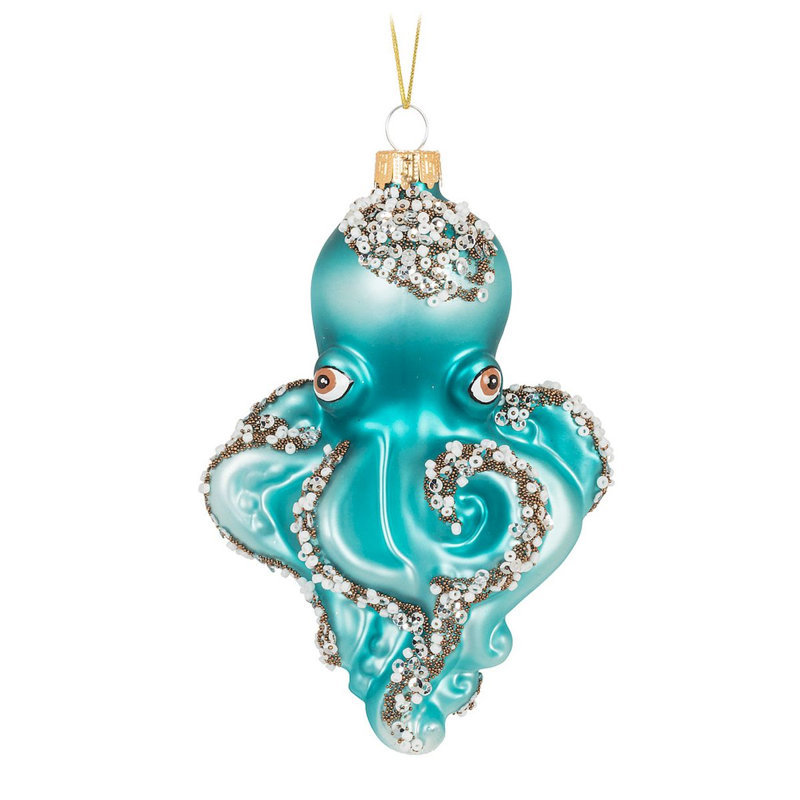 Turquoise avec pieuvre scintillante sans motif ni couleur unie