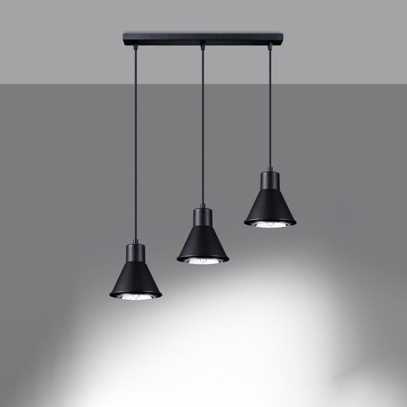 Bertus 3 - Light Stainless Steel Pendant, Black
